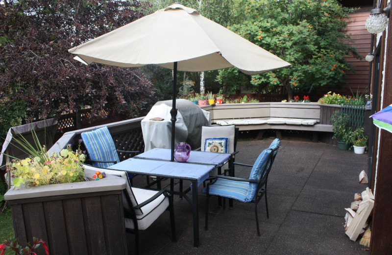 Patio at Bear Cub Lodging.