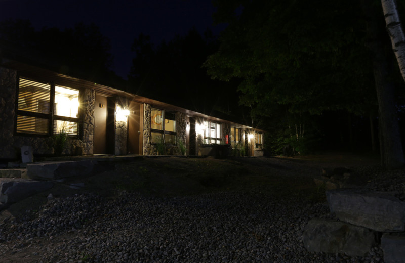 Room block is well lit at night for ease of access.