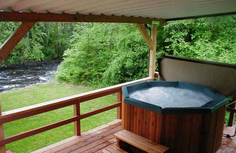 Cabin deck at Jasmer's Rainier Cabins & Fireplace Rooms.