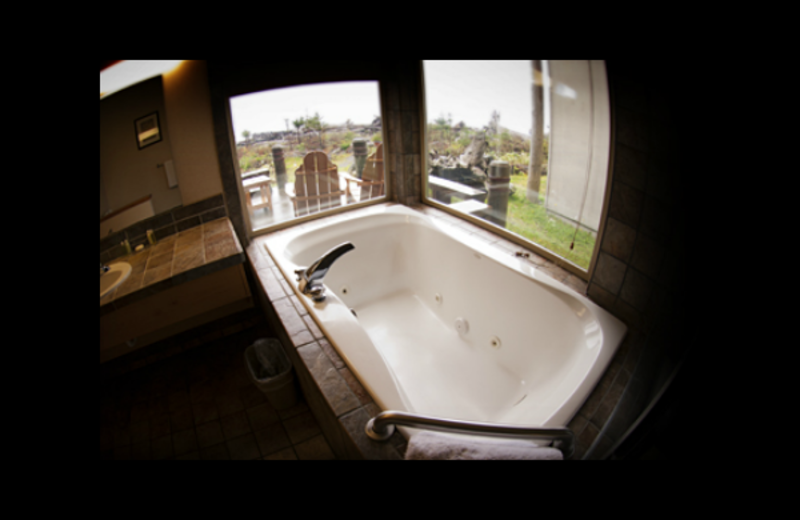 Cabin bathroom at Quileute Oceanside Resort.