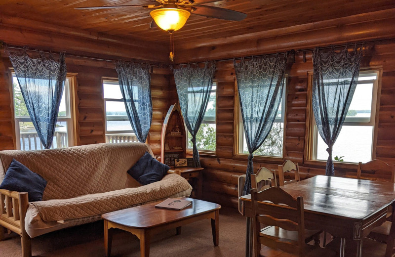 Cabin living room at Arrowhead Lodge & Resort.