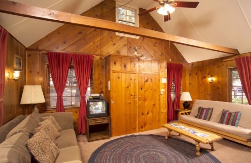 Cabin living room at Tahoma Lodge.