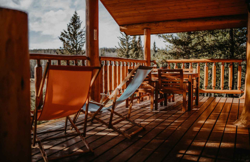 Guest balcony at Big Creek Lodge.