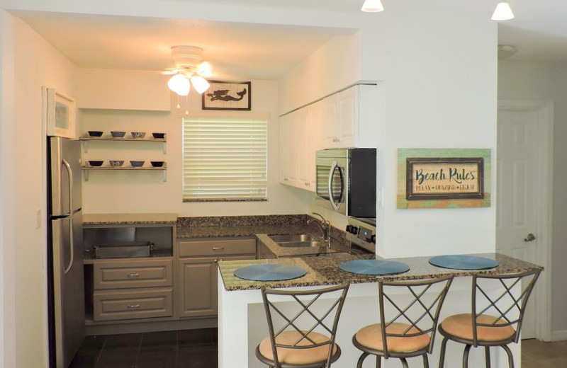 Rental kitchen at ValGal Vacation Rentals.