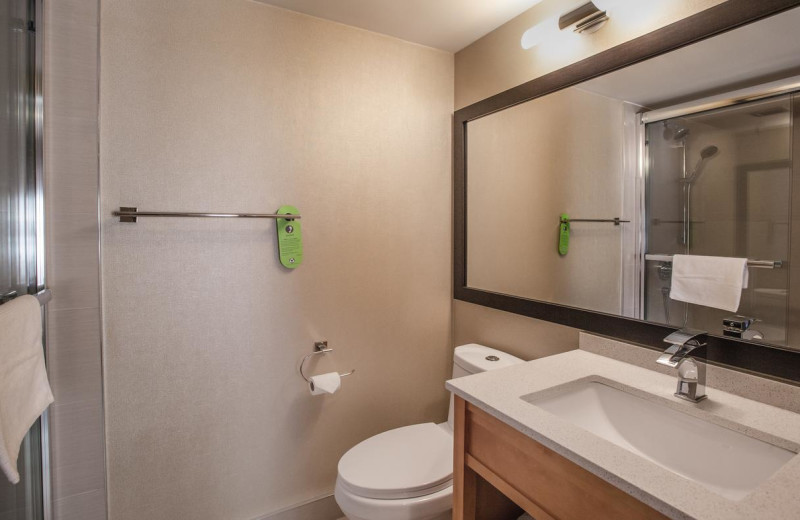 Guest bathroom at Coast Hillcrest Hotel.