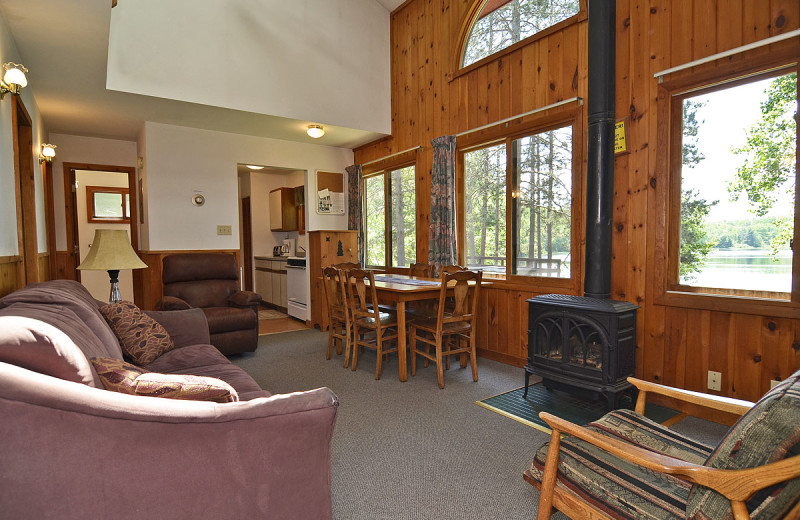 Cabin living room at Delta Lodge.