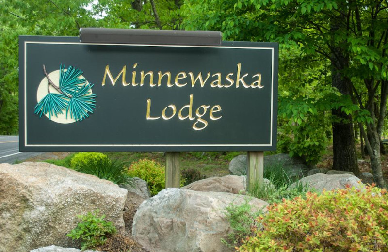 Welcome sign at Minnewaska Lodge.