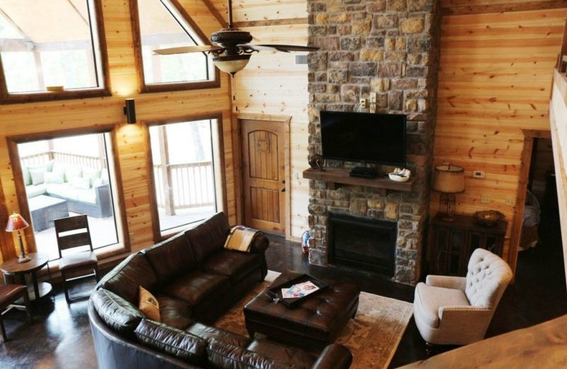 Rental living room at Broken Bow Cabin Lodging.