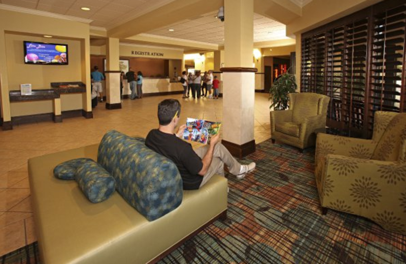 Lobby area at Rosen Inn at Pointe Orlando.