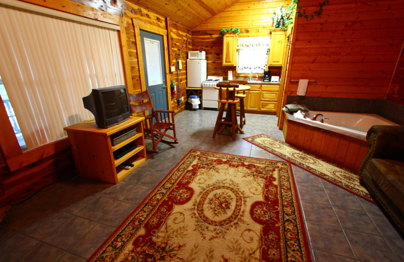 Cabin interior at Ozark Cabins.