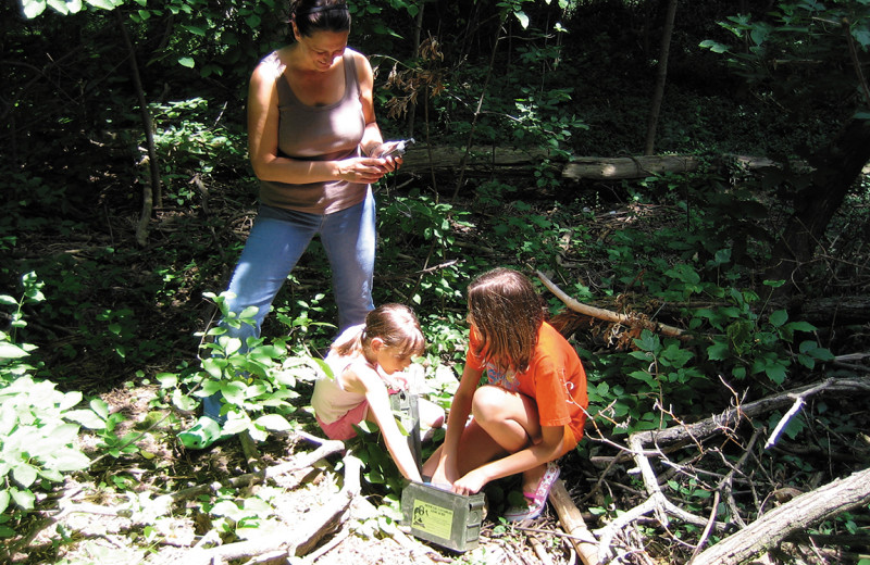 Geocaching at Algonquin Eco-Lodge.