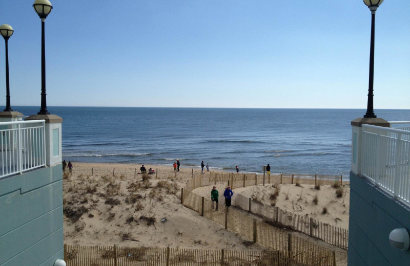 The beach at Hilton Suites Ocean City Oceanfront.