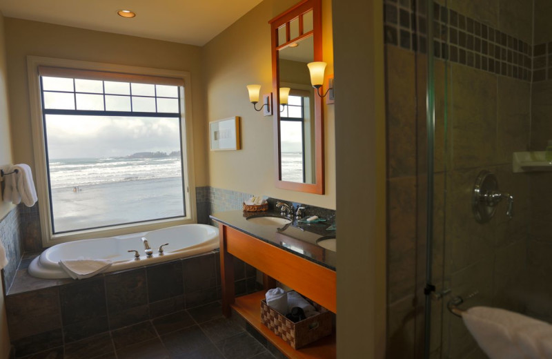 Guest bathroom at Long Beach Lodge Resort.