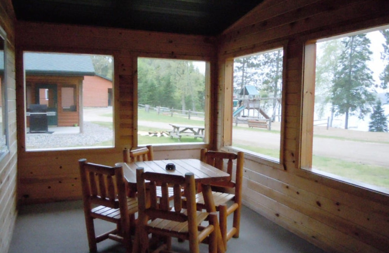 Cabin porch at Lakewood Lodge.