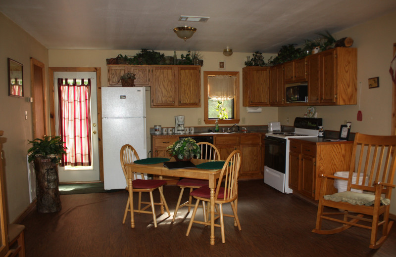 Owl's Nest kitchen at Heath Valley Cabins.