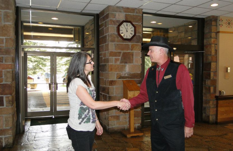 Welcoming guest at Jackson Lake Lodge.