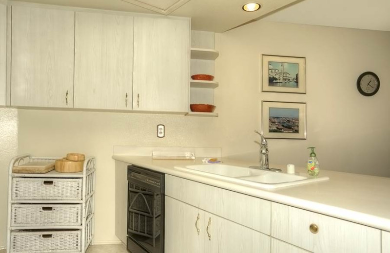 Rental kitchen at Vacation Rentals by McLain Properties.