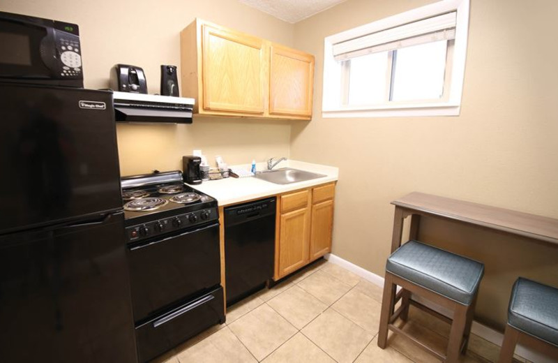 Kitchen at Quality Inn Oceanfront Ocean City.