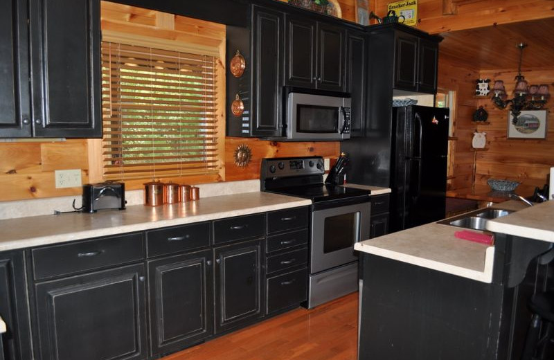 Cabin kitchen at Cuddle Up Cabin Rentals.