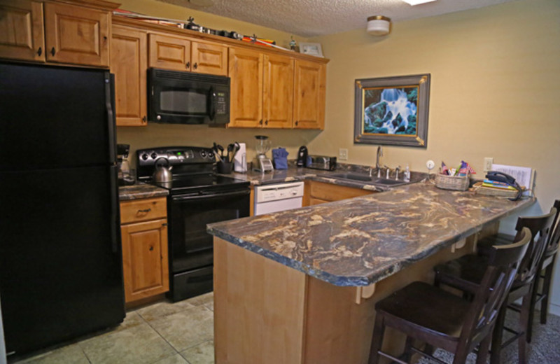 Rental kitchen at Range View Rentals.