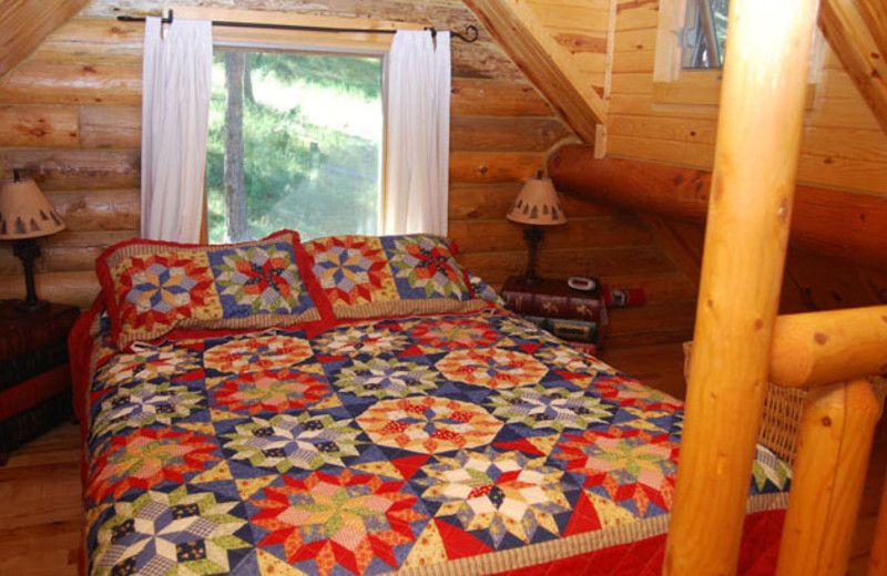 Cabin bedroom at Newton Fork Ranch.