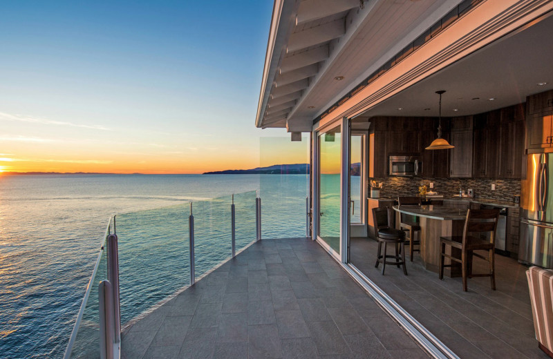 Guest balcony at SookePoint Ocean Cottage Resort.