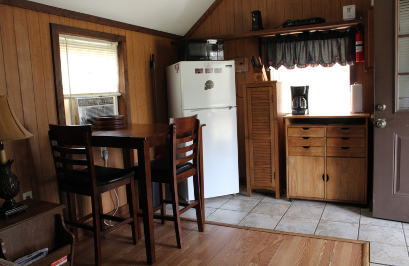 Cabin kitchen at Berry Creek Cabins.