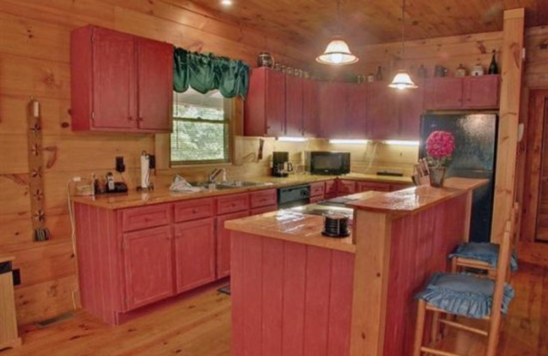 Cabin kitchen at Georgia Mountain Cabin Rentals.