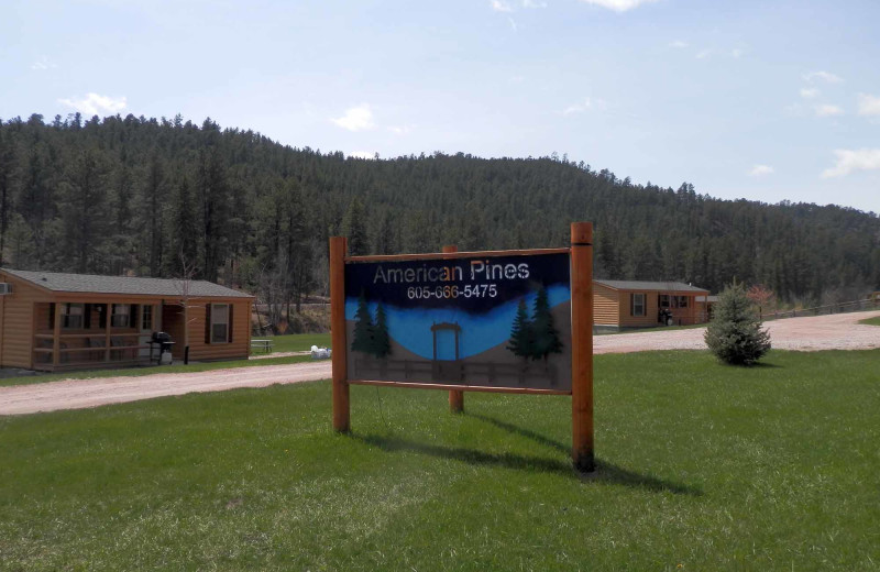 Exterior view of American Pines Cabins.