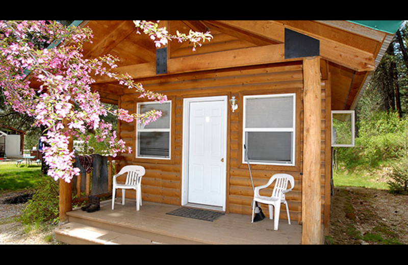 Cabin exterior at Sourdough Lodge.