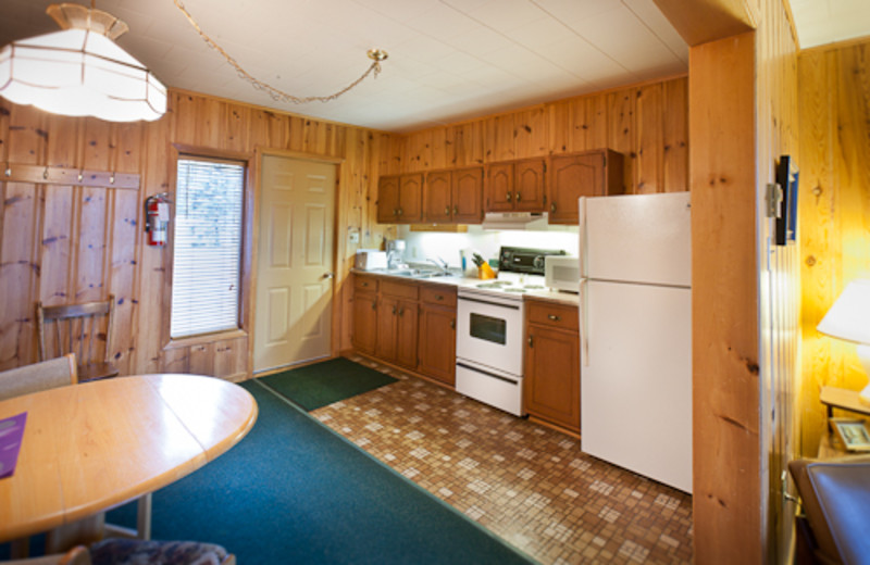 Cottage kitchen area at Blue Spruce Resort.