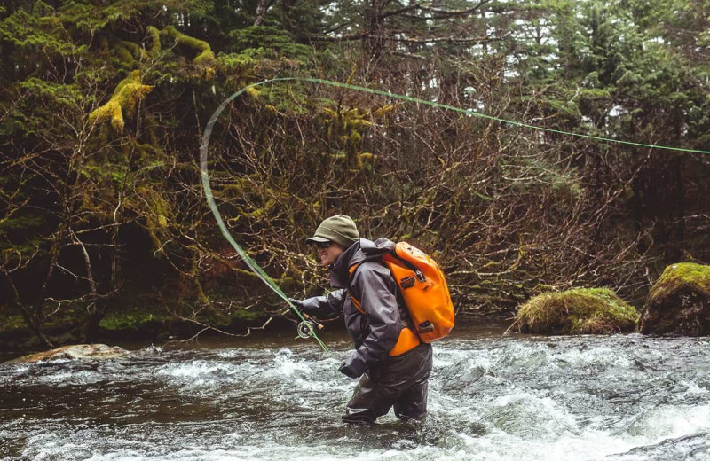 River fishing at Elfin Cove Resort.