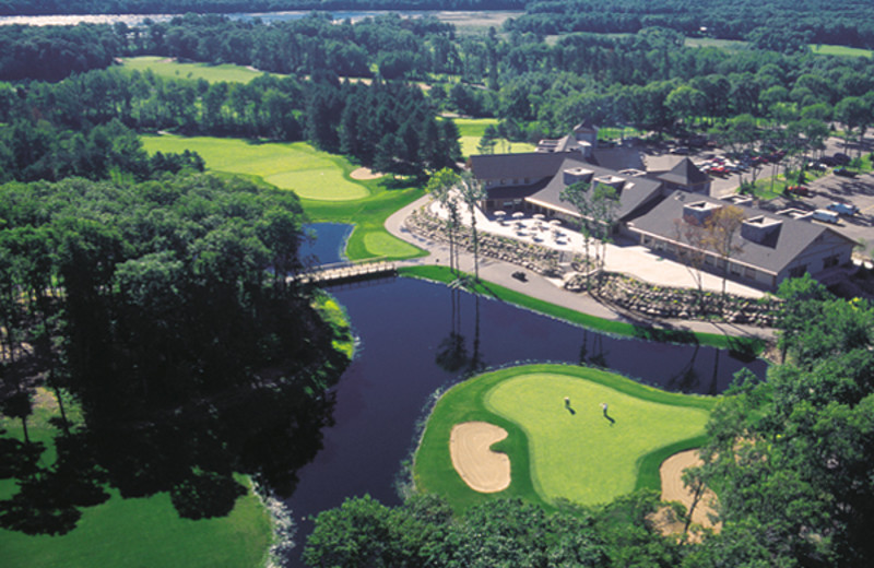 Aerial view of Cragun's Resort and Hotel on Gull Lake.