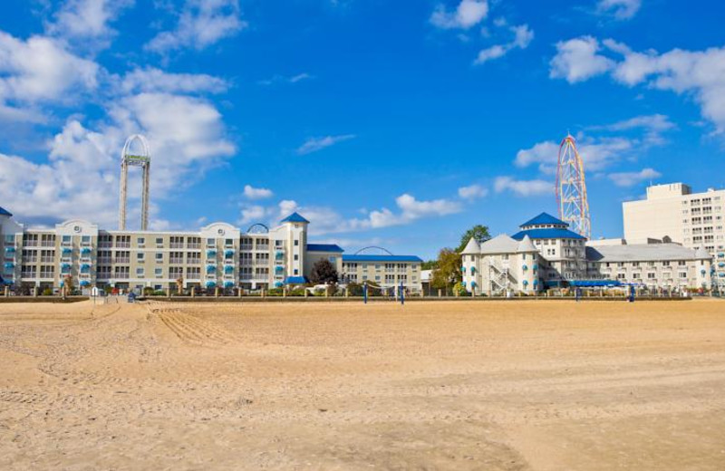 The beach at Hotel Breakers.