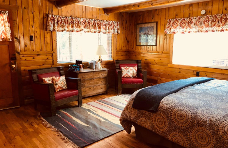 Guest bedroom at Tumbling River Ranch.