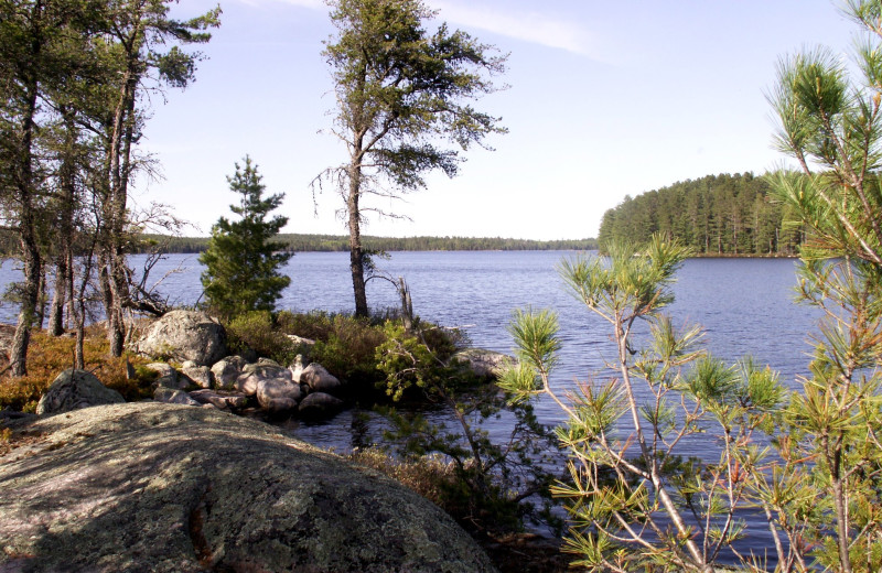 View of the lake at Lodge of Whispering Pines.