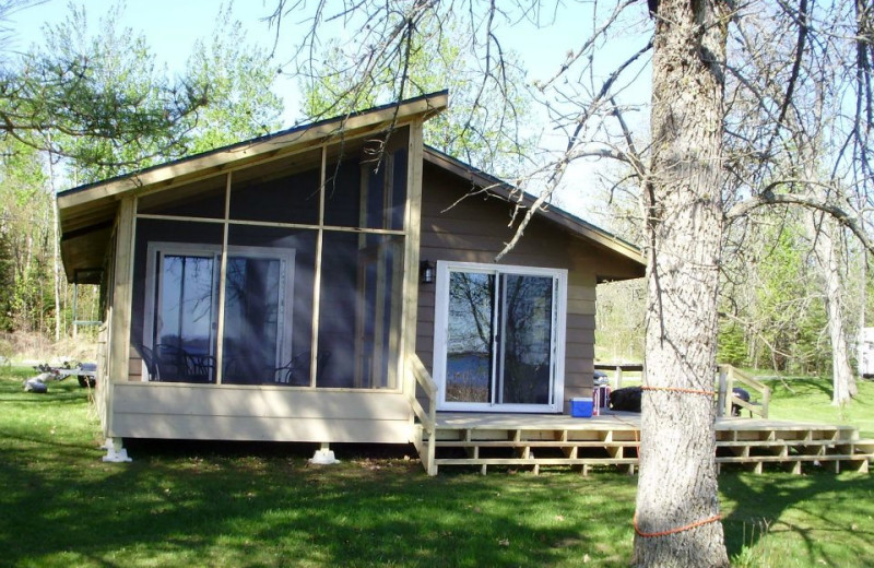 Cabin exterior at Sandy Point Lodge.
