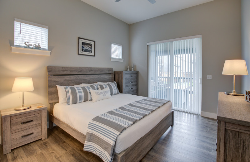 Rental bedroom at Oyhut Bay Seaside Village.