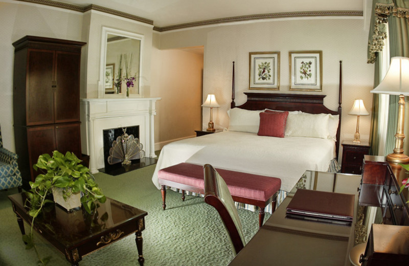 Guest room at The Jefferson Hotel.