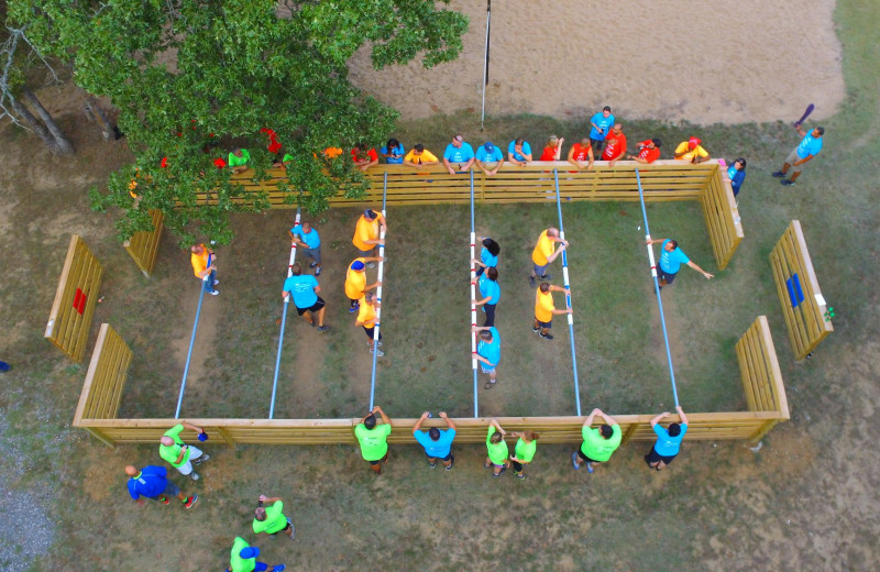 Groups can enjoy a lively game of Human Foosball at POSTOAK Lodge & Retreat!