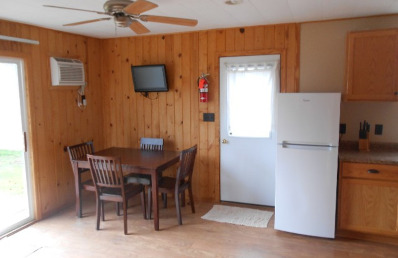 Cabin dining area at Hidden Haven Resort and Campground.