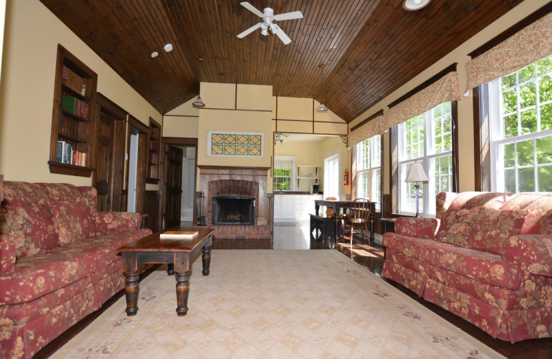 Cottage living room at Port Cunnington Lodge & Resort.