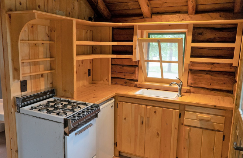 Cabin kitchen at Cliff Lake Resorts.