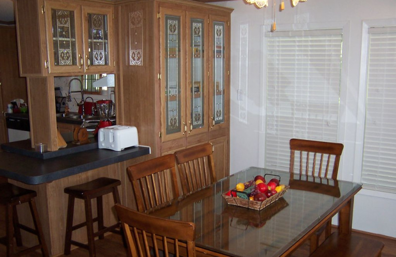 Dining room at Sunset Cottage at Lake LBJ.