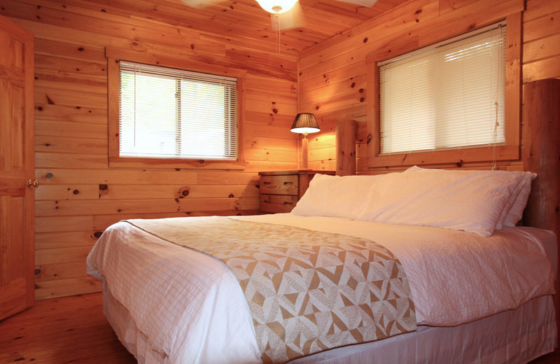 Cottage bedroom at Nantahala Village.