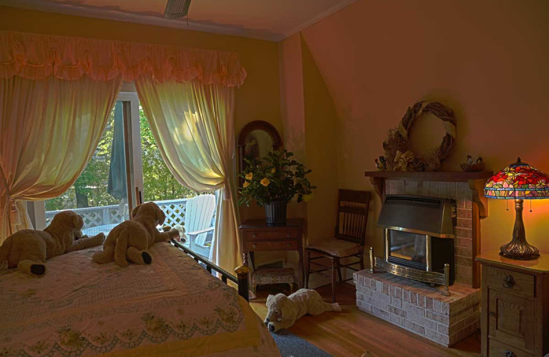 Guest bedroom at Eleven Gables Inn on the Lake.