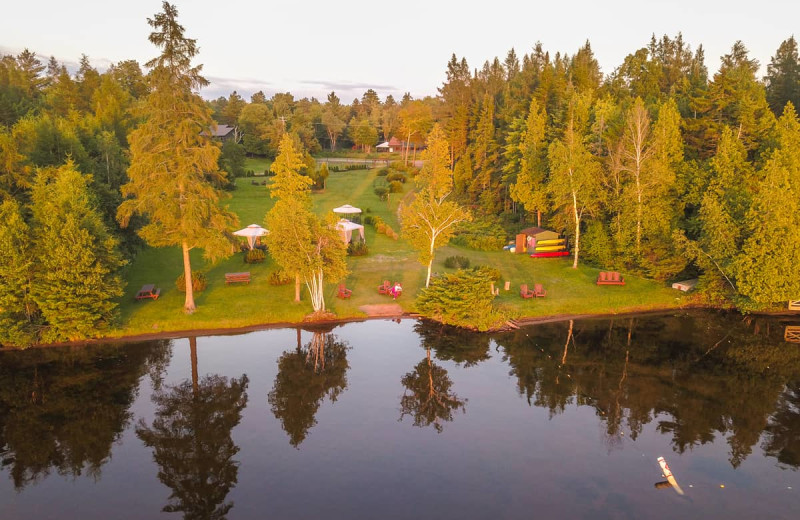 Aerial view of Lake Clear Lodge & Retreat.