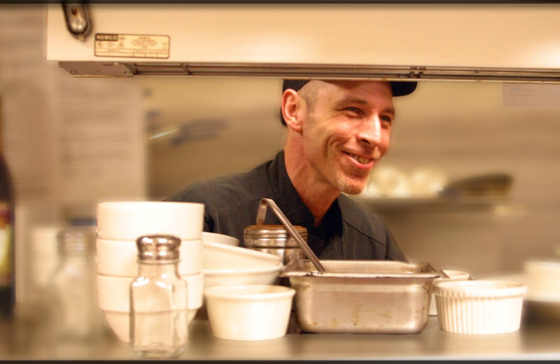 Chef preparing at meal at Copperhead Lodge.