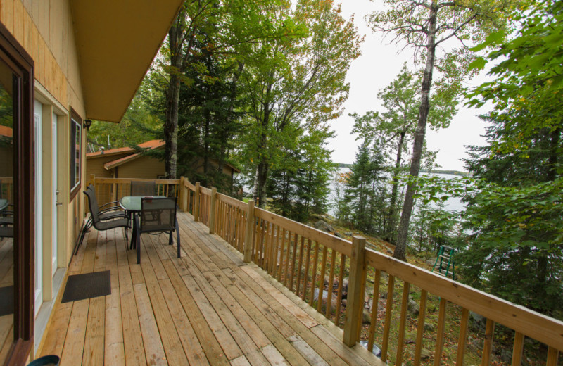 Cabin deck at Krueger's Harmony Beach Resort.