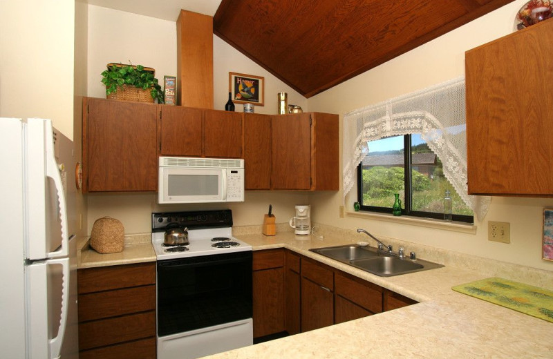 Rental kitchen at Irish Beach Rental Agency.